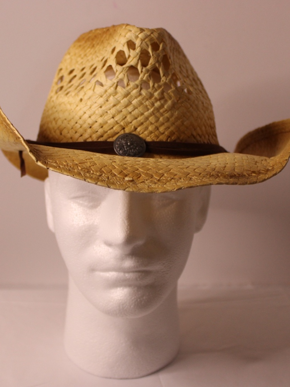 DPC Dorfman Pacific Straw Cowboy Hat OSFM Tan Western Concho Toyo